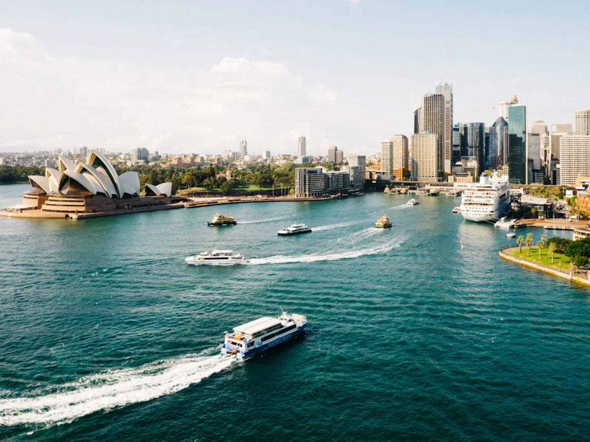 Sydney Opera House beside the harbour